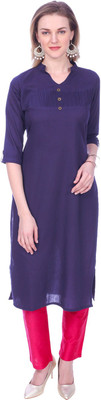 Jevi Prints Women Self Design Straight Kurta(Blue)
