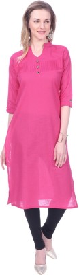 Jevi Prints Women Solid Straight Kurta(Pink)