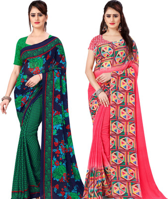 ANAND Printed Daily Wear Georgette Saree(Pack of 2, Multicolor)