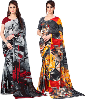 ANAND Printed Daily Wear Georgette Saree(Pack of 2, Multicolor)