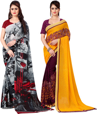 ANAND Printed Daily Wear Georgette Saree(Pack of 2, Multicolor)