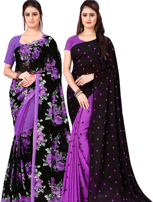 kashvi sarees Polka Print Daily Wear Georgette Saree(Pack of 2, Multicolor)