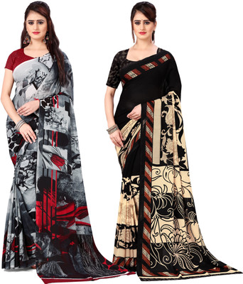 ANAND Printed Daily Wear Georgette Saree(Pack of 2, Multicolor)