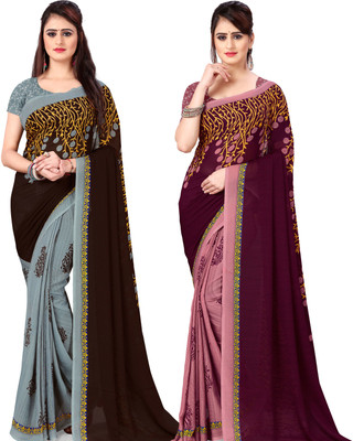 ANAND Printed Daily Wear Georgette Saree(Pack of 2, Multicolor)