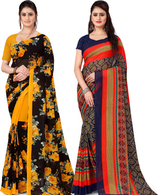ANAND Printed Daily Wear Georgette Saree(Pack of 2, Multicolor)
