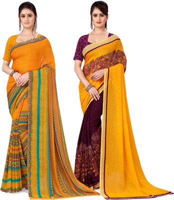 kashvi sarees Printed Daily Wear Georgette Saree(Pack of 2, Multicolor)