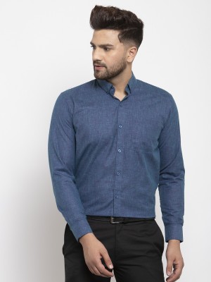 JAINISH Men Solid Formal Blue Shirt