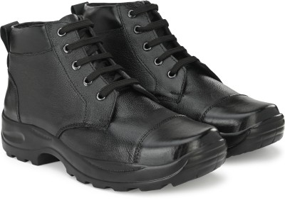 Von kiraro Leather Police Boots For men Boots For Men(Black)