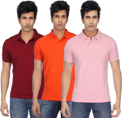 FUNKY GUYS Solid Men Polo Neck Multicolor T-Shirt