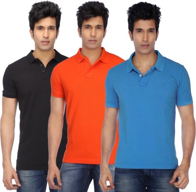 Concepts Self Design, Solid Men Polo Neck Multicolor T-Shirt