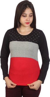 Himgiri International Solid Women Round Neck Multicolor T-Shirt