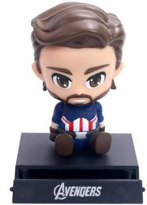 Daiyamondo Captain America Avenger Spring Head Moving HEad Bobblehead Spring Dancing PVC Bobble Spring Dancing Doll Toy Car Dashboard Bounce Toys for Car Interior Dashboard Expression BobbleHead(Multicolor)