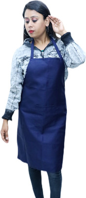 A ONE LINEN Cotton Chef's Apron - Free Size(Blue, Single Piece)