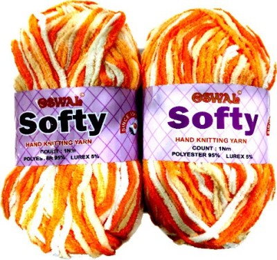 Oswal wool Blanket Softy Thick Yarn Knitting Fingering Crochet Hook, Shade No. 7, Color : Orange (PACK OF 300 GRAM)