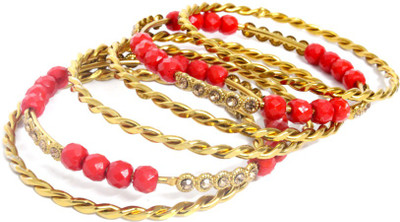 JAIRA GOLD Alloy Gold-plated Bangle Set(Pack of 6)