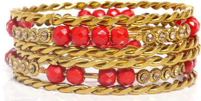 JAIRA GOLD Alloy Gold-plated Bangle Set(Pack of 6)