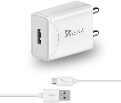Syska 10 W 2.1 A Wall Charger for Mobile with Detachable Cable(White, Cable Included)