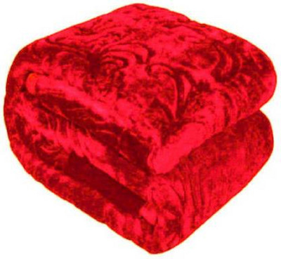 pgk Self Design Double Mink Blanket for  Heavy Winter(Silk, Red)