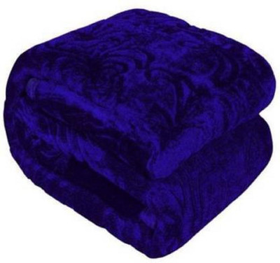 GKM Self Design Double Mink Blanket for  Heavy Winter(Microfiber, Blue)
