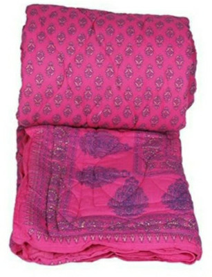 Shyam Creation Printed Single Quilt for  Mild Winter(Cotton, Pink)