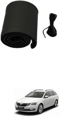 APICAL Hand Stiched Steering Cover For Skoda Octavia(Black, Leatherite)