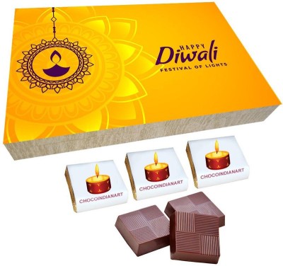 CHOCOINDIANART Lighting Happy Diwali, 12pcs Delicious Chocolate Gift Box, Truffles(12 Units)