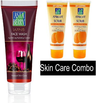 ASTABERRY Wine Facewash , Apricot Scrub(2 Items in the set)