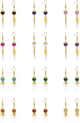 Charms 12 Pairs of Multicolor Glass Beads Earrings Alloy Drops & Danglers