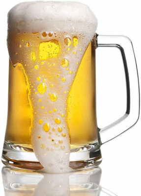 AFAST Funky Design Large Beer Mug With Handel, Transparent- B9 Glass Beer Mug(400 ml, Glass, Clear)