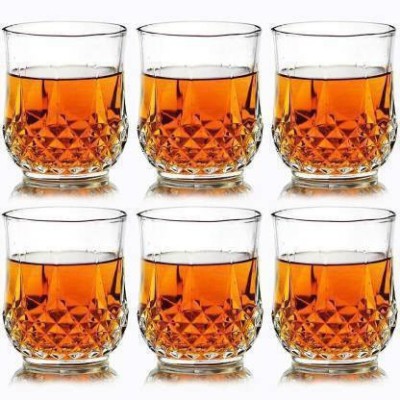 AFAST (Pack of 6) Stylish Shape Multipurpose Whisky, Water, Juice Glass Set, Transparent- W8 Glass Set Water/Juice Glass(250 ml, Glass, Clear)