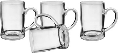 AFAST (Pack of 4) Funky Design Large Beer Mug With Handel, Transparent- B15 Glass Set Beer Mug(400 ml, Glass, Clear)