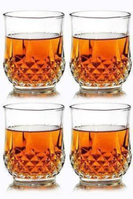 AFAST (Pack of 4) Stylish Shape Multipurpose Whisky, Water, Juice Glass Set, Transparent- W7 Glass Set Water/Juice Glass(250 ml, Glass, Clear)