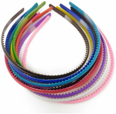 DIYA DIVINE Multi Color Plastic Hair Bands Set Of 12 For Girl and Woman Regular Size Head Band(Multicolor)