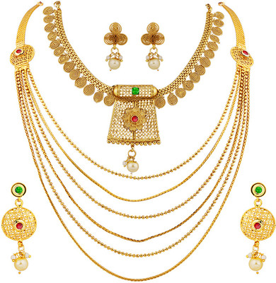 NM CREATION Alloy Gold-plated Gold Jewellery Set(Pack of 1)