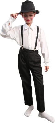 ITSMYCOSTUME Fairy Tales Ballroom Dance Boy Black & White Pant & Shirt & Galles & Cap Kids Fancy Dress Costume - ( Material : Cotton) Kids Costume Wear