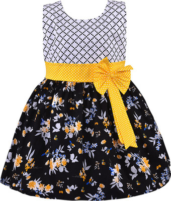 Wishkaro Baby Girls Midi/Knee Length Casual Dress(Yellow, Sleeveless)