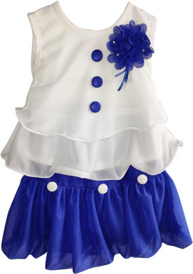 new gen Girls Midi/Knee Length Party Dress(Blue, Sleeveless)