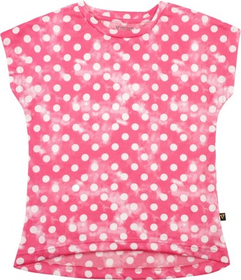 PROTEENS Girls Printed Pure Cotton Regular T Shirt(Pink, Pack of 1)