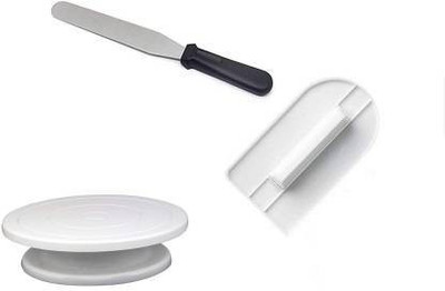 BAKERS4U 3 PC Combo Baking Set 1Pc Cake Turntable 1 Pc Cake Smoother with Handle 1 Pc Icing Spatula (BAKING SET) 3 PC Combo Baking Set 1Pc Cake Turntable 1 Pc Cake Smoother with Handle 1 Pc Icing Spatula (BAKING SET) Kitchen Tool Set Kitchen Tool Set(Baking Tools)