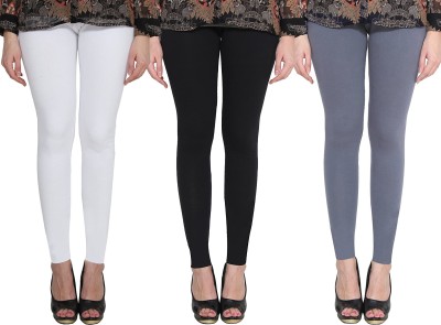 Clarita Ankle Length Ethnic Wear Legging(White, Black, Grey, Solid)
