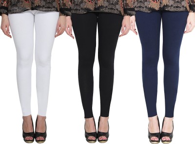 Clarita Ankle Length Ethnic Wear Legging(White, Black, Dark Blue, Solid)