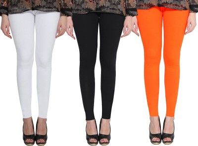 Clarita Ankle Length Ethnic Wear Legging(White, Black, Orange, Solid)