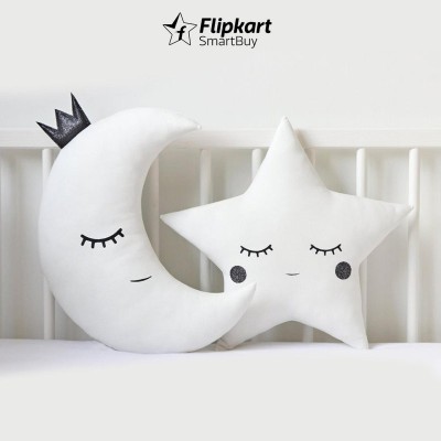 Flipkart SmartBuy Polyester Fibre Toons & Characters Cushion Pack of 2(White, Black)