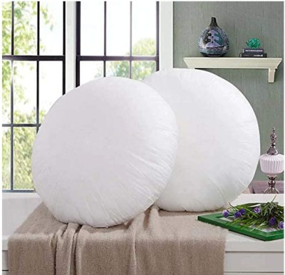 Decor REAL COMFORT FIBRE ROUND CUSHIONS SET PACK OF 5 Polyester Fibre Smiley Cushion Pack of 5(White)