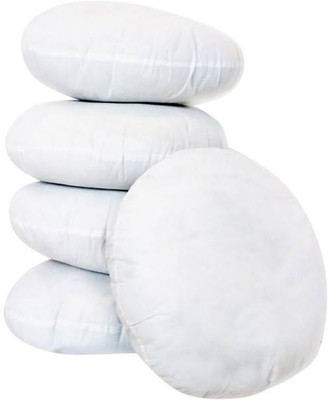 spinewell ROUND STANDARD SOFA SET CUSHION 16x16 INCH FIBRE PACK OF 5 Polyester Fibre Solid Cushion Pack of 5(White)