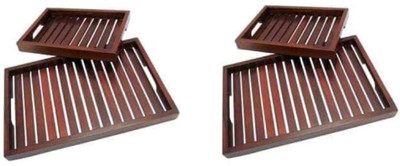 Sai Art Enterprise Wooden Serving Tray (Pack of 4) Tray(4 Tray)