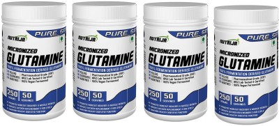 NutriJa Micronized Glutamine Muscle Growth and Recovery - Pack Of 4 Glutamine(1000 g, Blueberry lemonade)