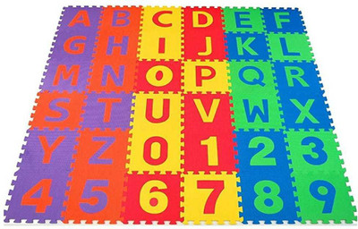 koynas FunBlast 36 Pieces Mini Puzzle Foam Mat for Kids, Interlocking Learning Alphabet and Number Mat for Kids(1 Pieces)