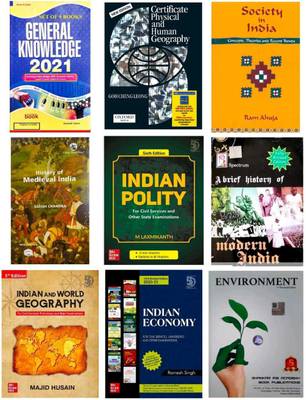 9 BOOKS SETS IN INDIA,BEST IAS/UPSC COMBO INDIAN POLITY BY M LAXMIKANTH, CERTIFICATE PHYSICAL AND HUMAN GEOGRAPHY , ENVIRONMENT,G K 2021,SOCIETY IN INDIA BY RAM AHUJA , HISTORY OF MODERN INDIA, INDIAN ECONOMY BY RAMESH SINGH ,INDIAN AND WORLD GEOGRAPHY,HISTORY OF MEDEIVAL INDIA (Best Book COMBO For IAS,IPS,IFS,UPSC,PSC,Civil Services,UGC-Net And All Indian Govt Exam) (Papar Back,COMBO,ENGLISH) (Paperback, RAMESH SINGH, M.LAXMIKANTH,RAM AHUJA ,GUIDER G K IN ENGLIS M R P 30 BOOKS IN BOOKS )POL+ECO,TMH,SPECTRUM,ORIENT,MC GRAW HILL,ARIHANT ,GUIDER,SATISH ENGLIS ,G C ,