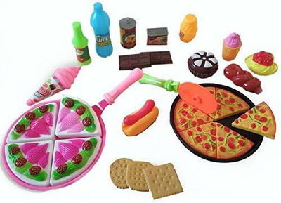 TKT Pizza Set Toys for Kids, Kitchen DIY Pretend Play Mini Fast Food Toy for Kids (Multi color)